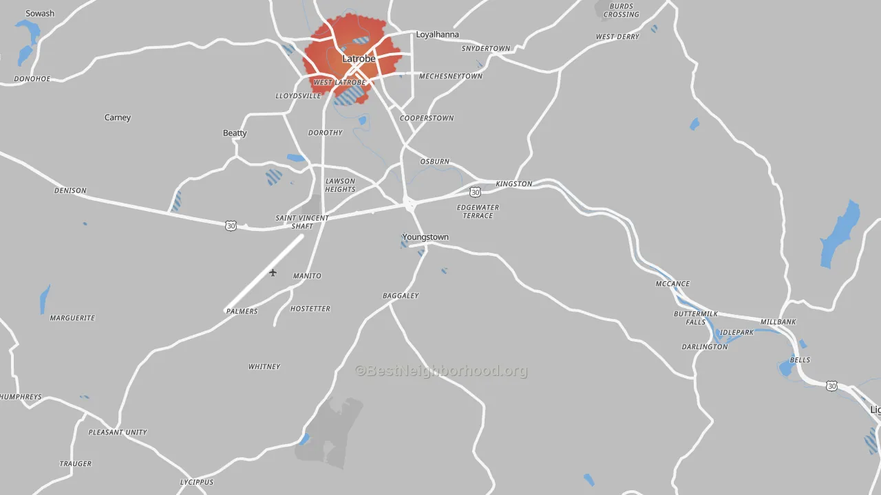 Transit Grade map of Youngstown, PA