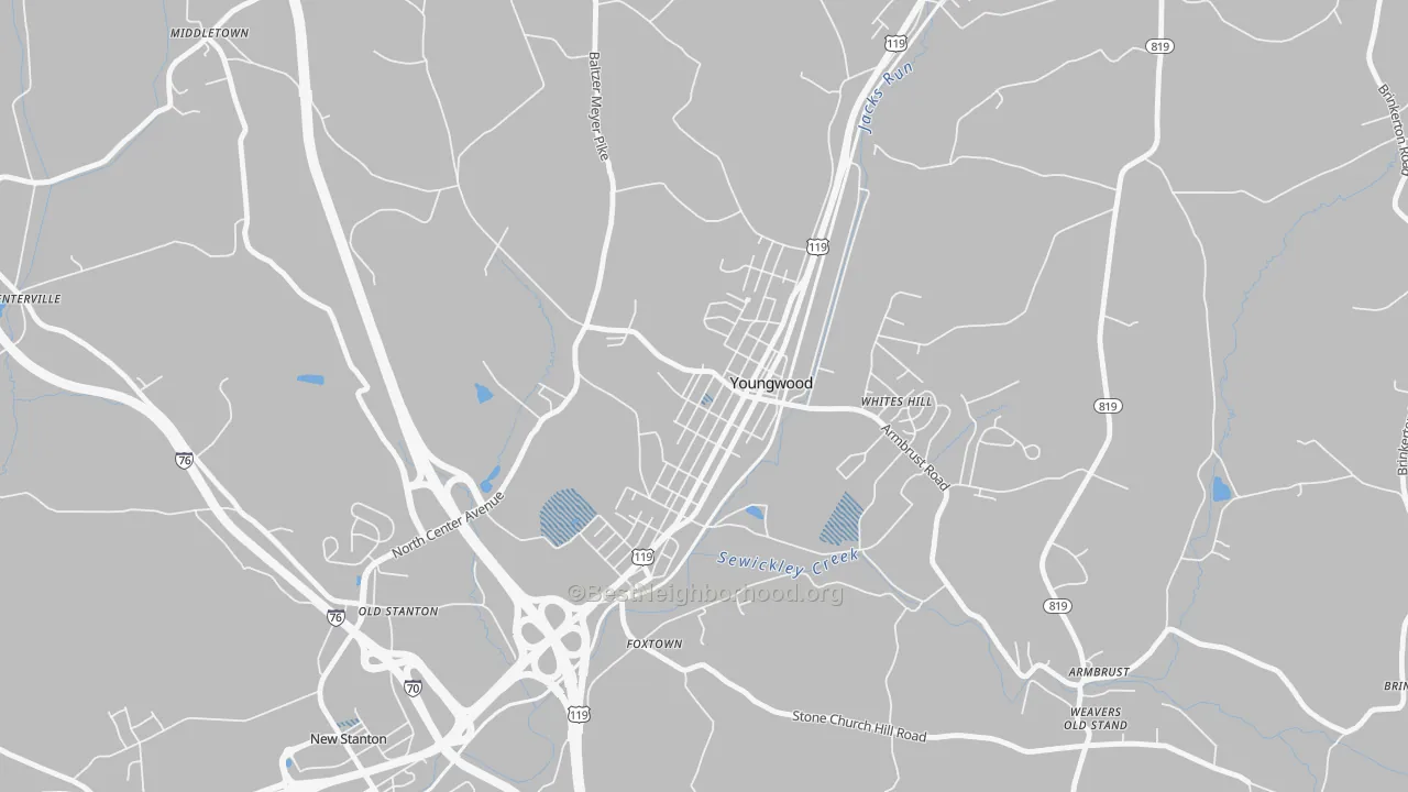 Transit Grade map of Youngwood, PA