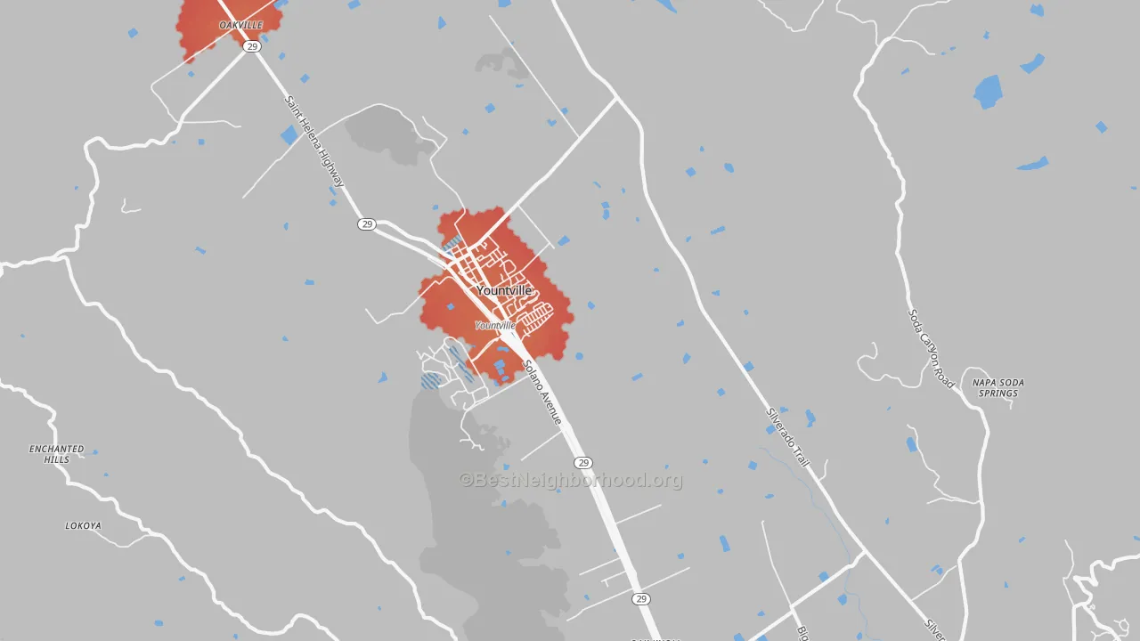 Transit Grade map of Yountville, CA
