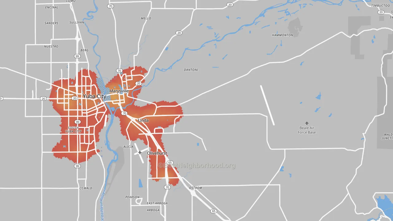 Transit Grade map of Yuba County, CA