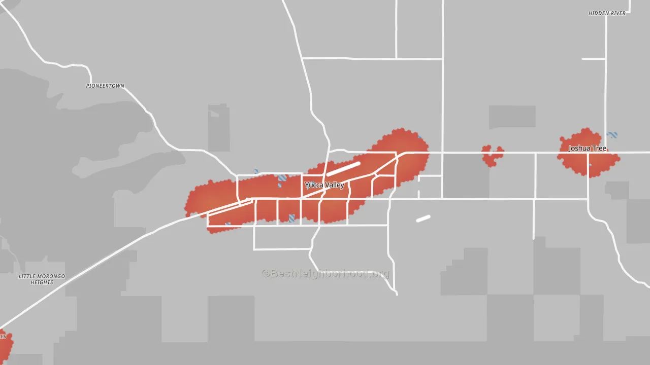Transit Grade map of Yucca Valley, CA