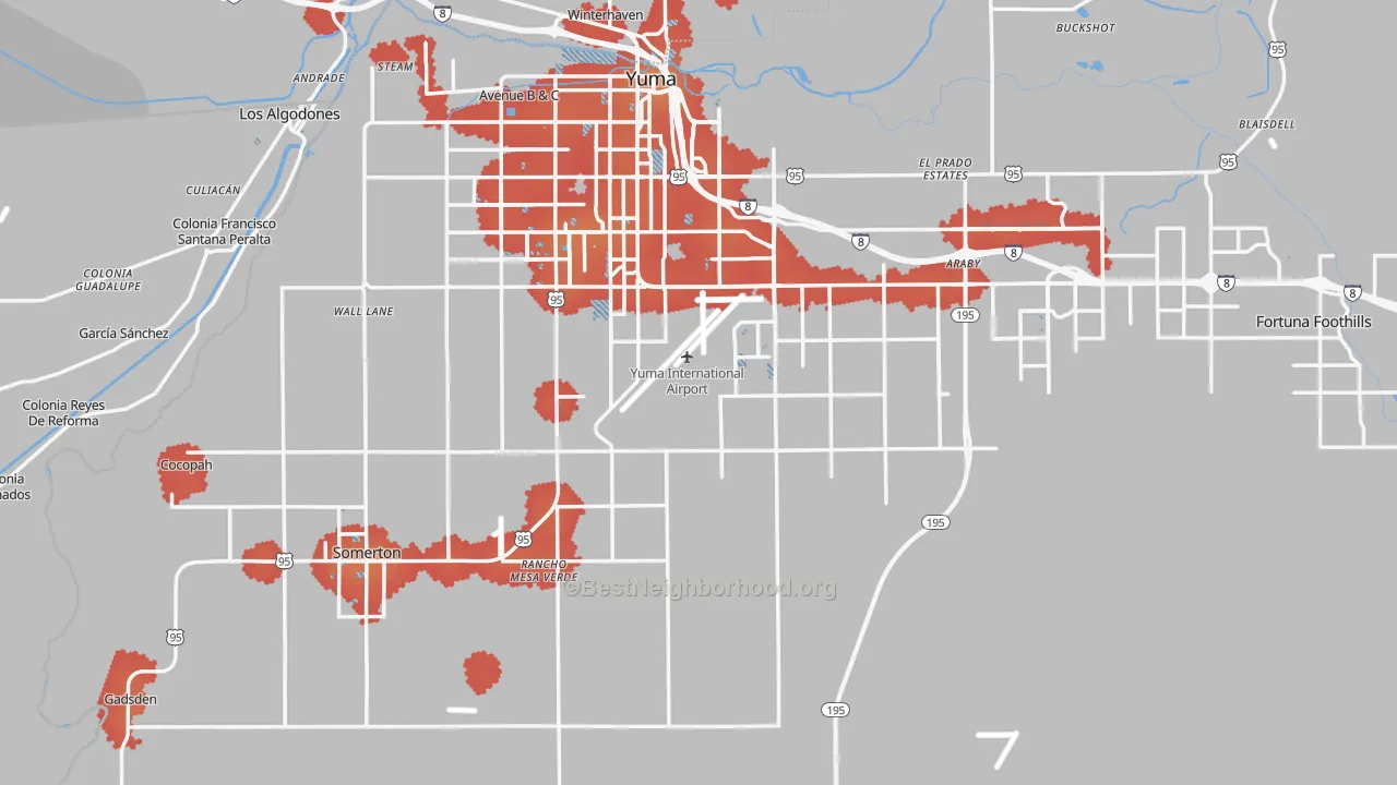 Transit Grade map of Yuma County, AZ
