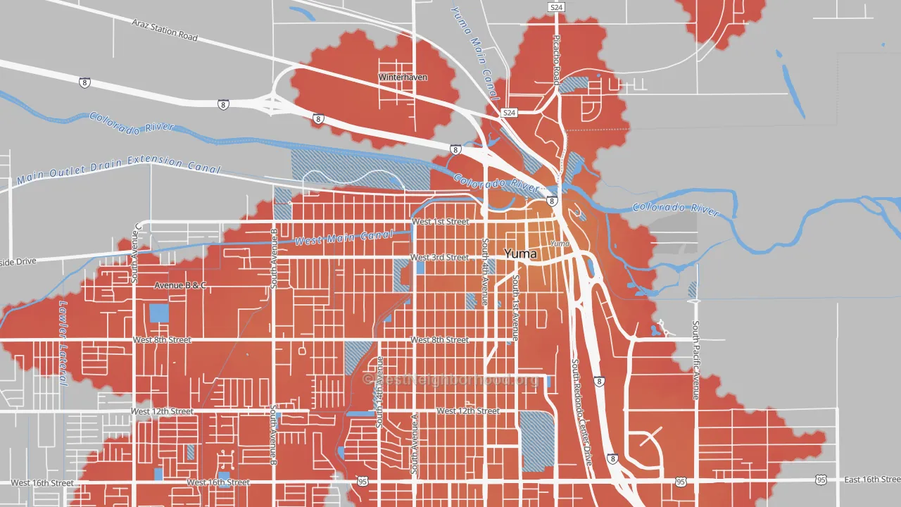 Transit Grade map of Yuma Townsite, Yuma, AZ