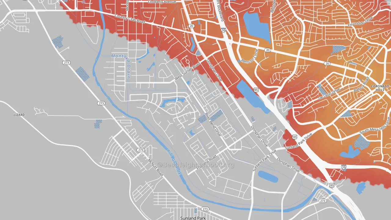 Transit Grade map of Zach White, El Paso, TX