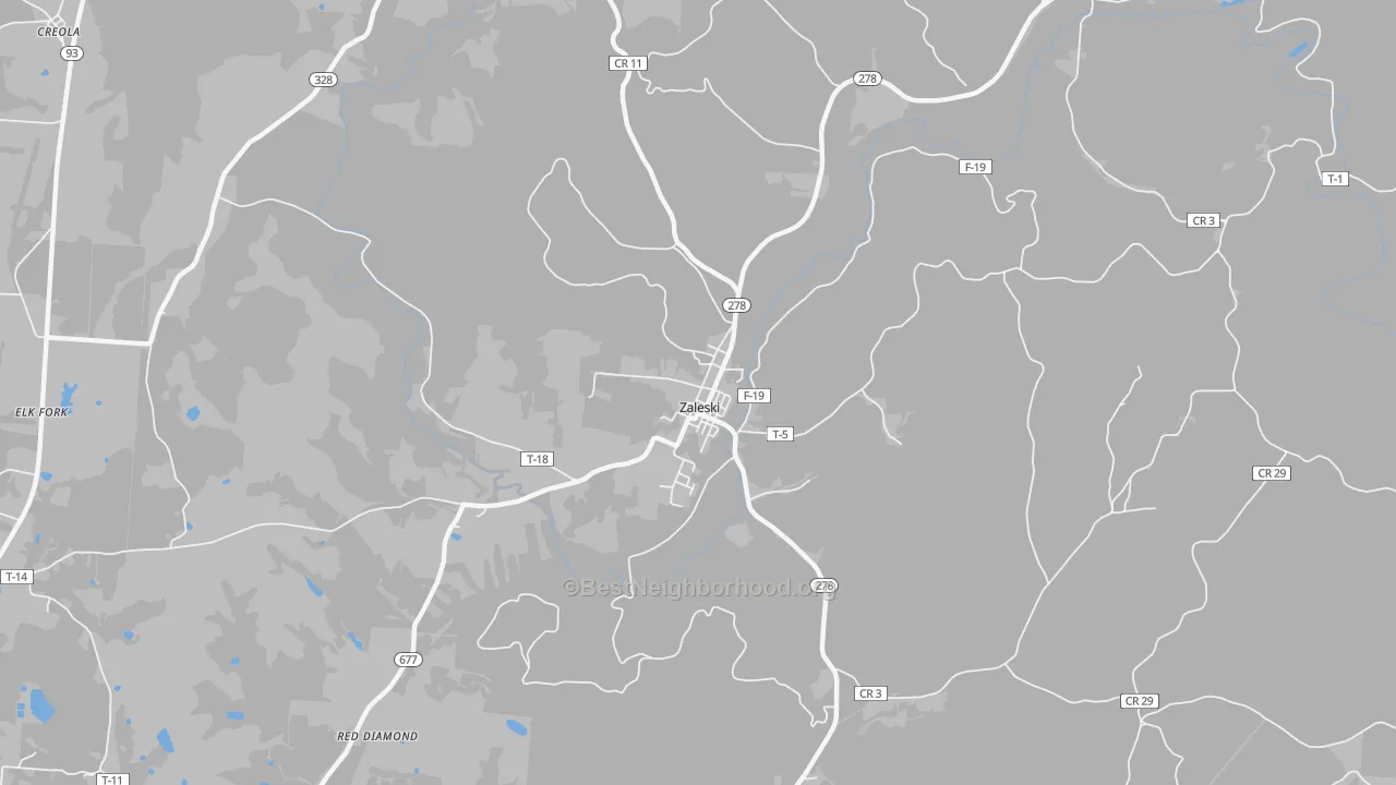 Transit Grade map of Zaleski, OH