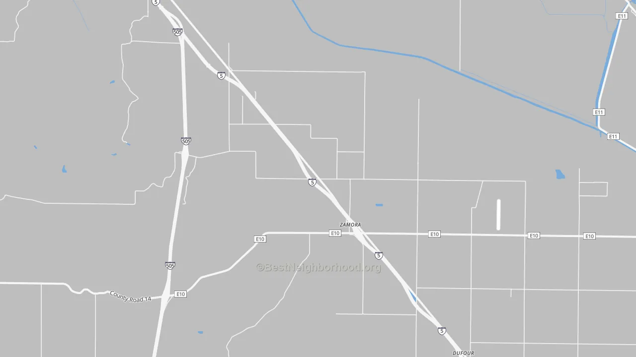 Transit Grade map of Zamora, CA