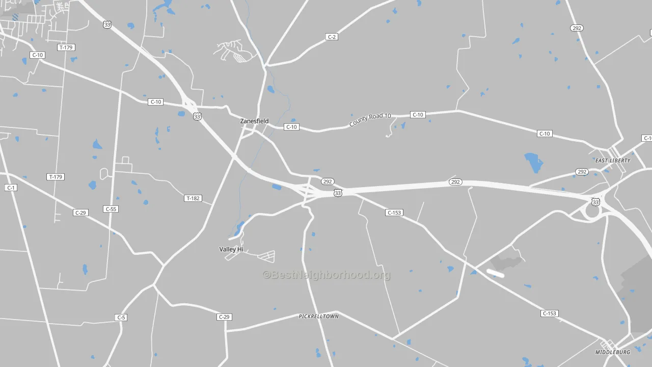 Transit Grade map of Zanesfield, OH