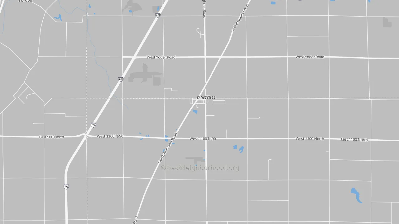 Transit Grade map of Zanesville, IN
