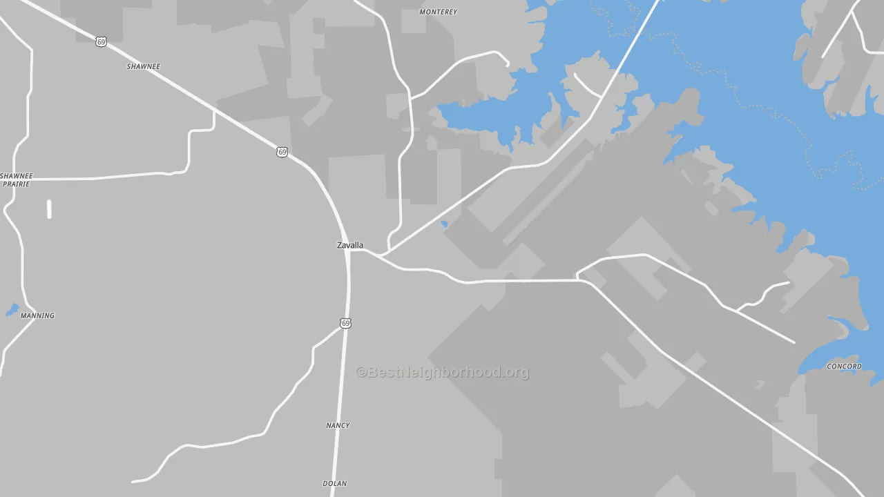 Transit Grade map of Zavalla, TX