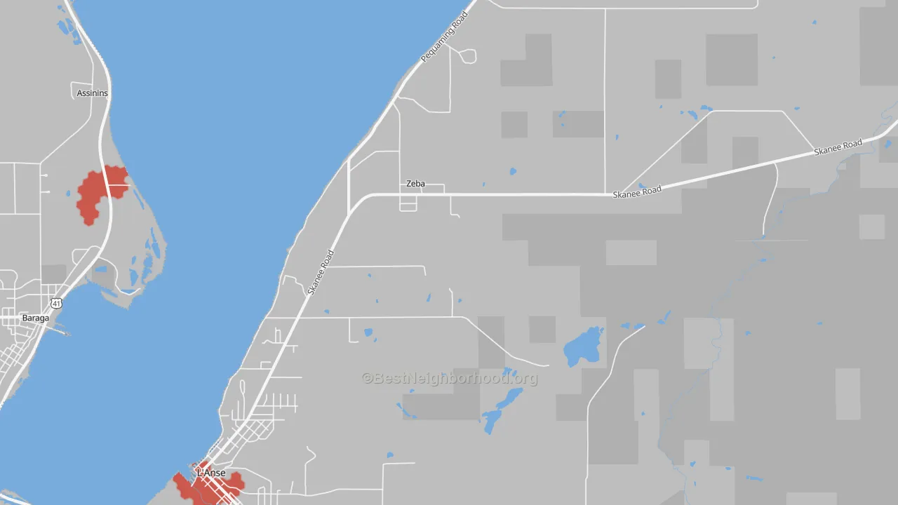 Transit Grade map of Zeba, MI