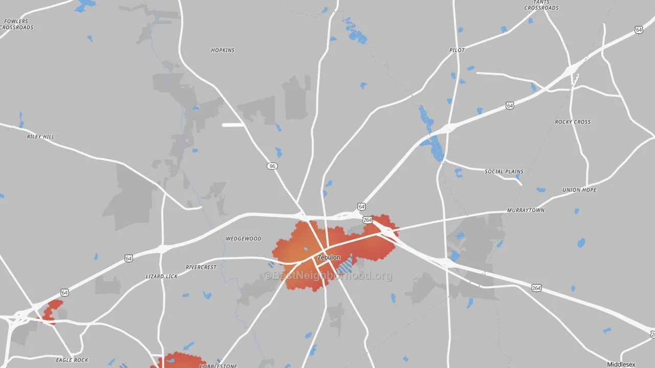 Transit Grade map of Zebulon, NC