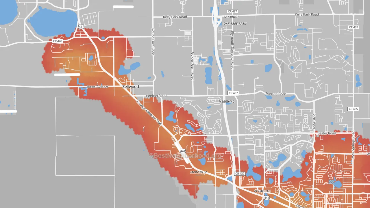 Transit Grade map of Zellwood, FL