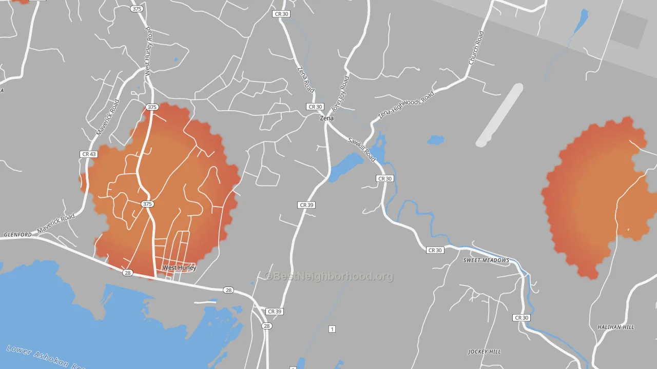 Transit Grade map of Zena, NY