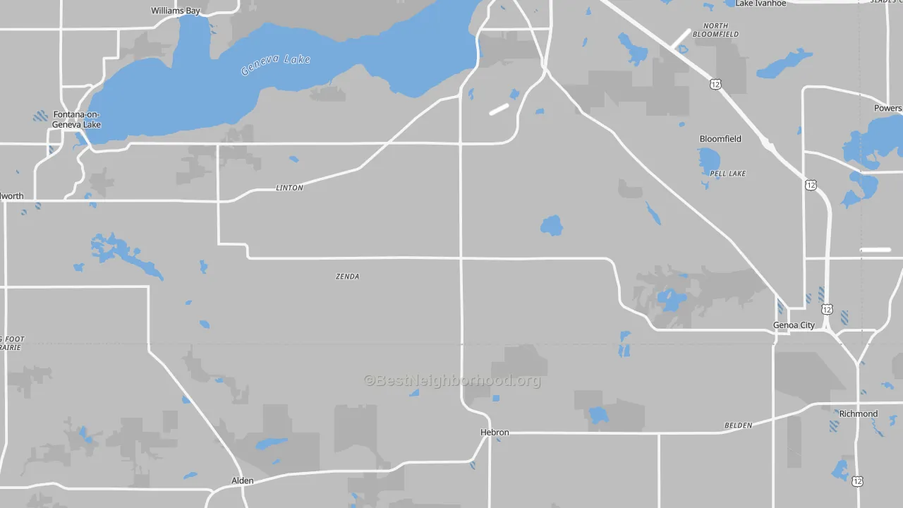 Transit Grade map of Zenda, WI