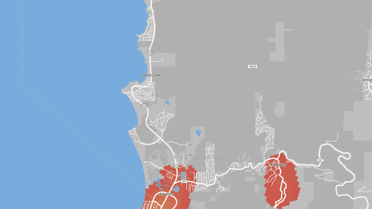 Transit Grade map of Zephyr Cove, NV