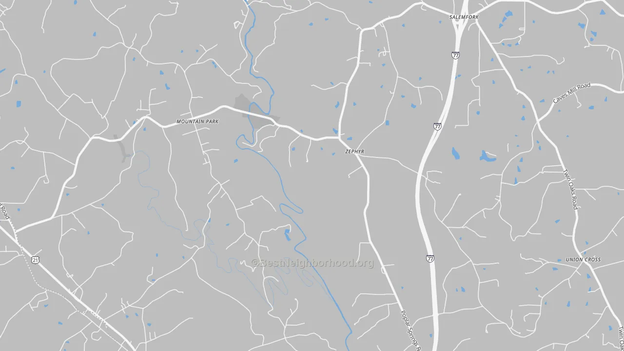 Transit Grade map of Zephyr, NC