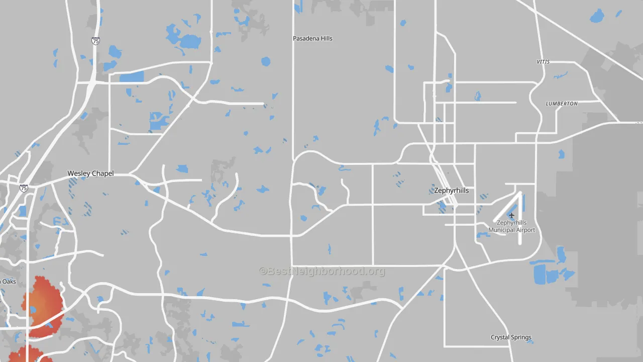 Transit Grade map of Zephyrhills, FL