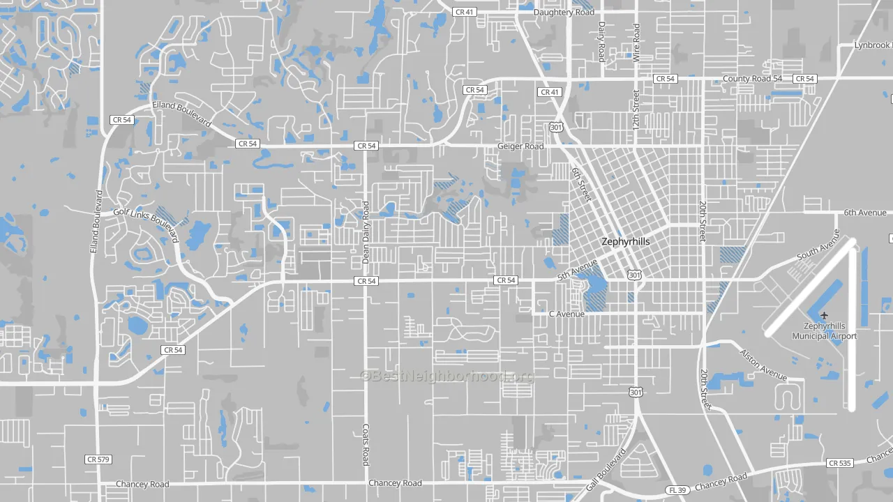 Transit Grade map of Zephyrhills West, FL