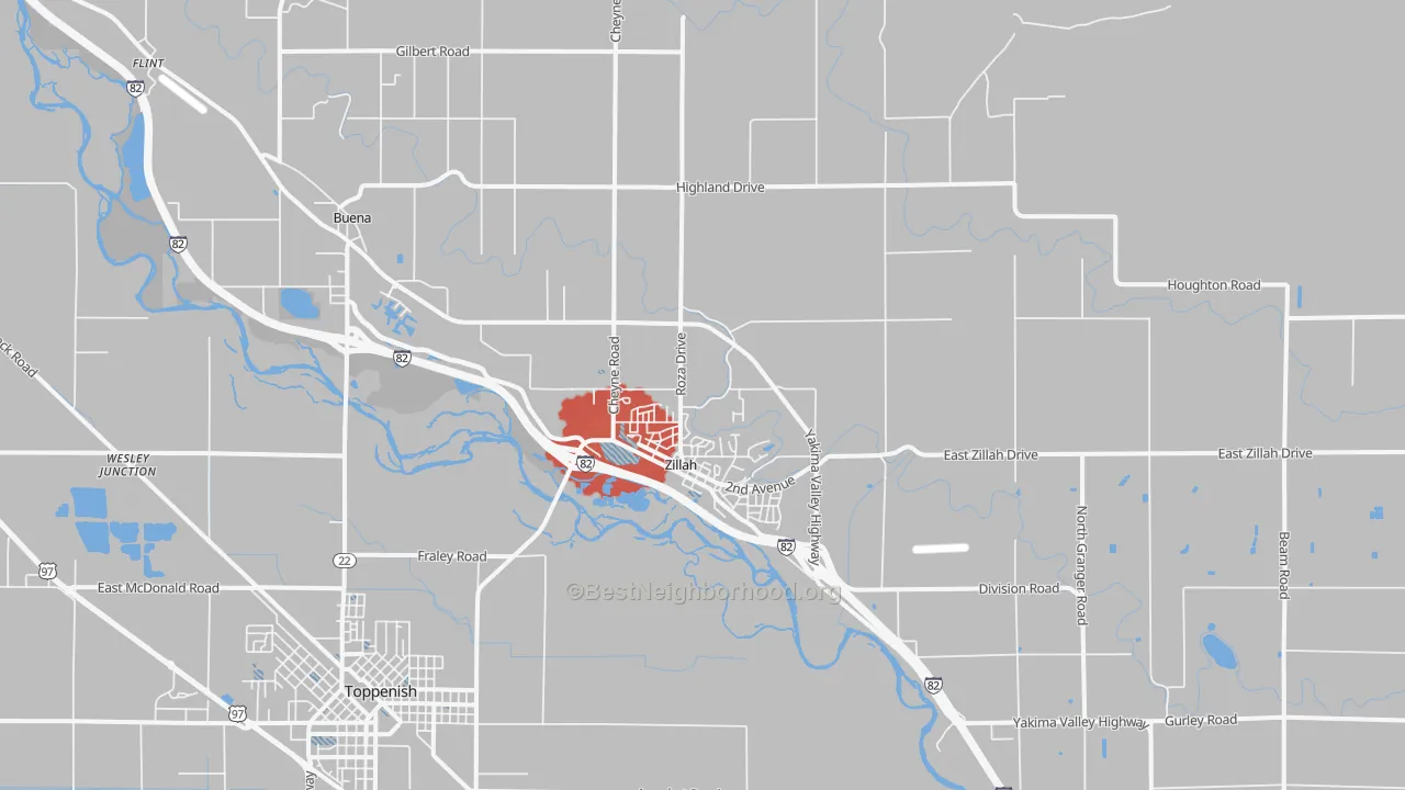 Transit Grade map of Zillah, WA