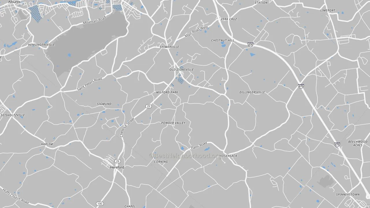 Transit Grade map of Zionsville, PA