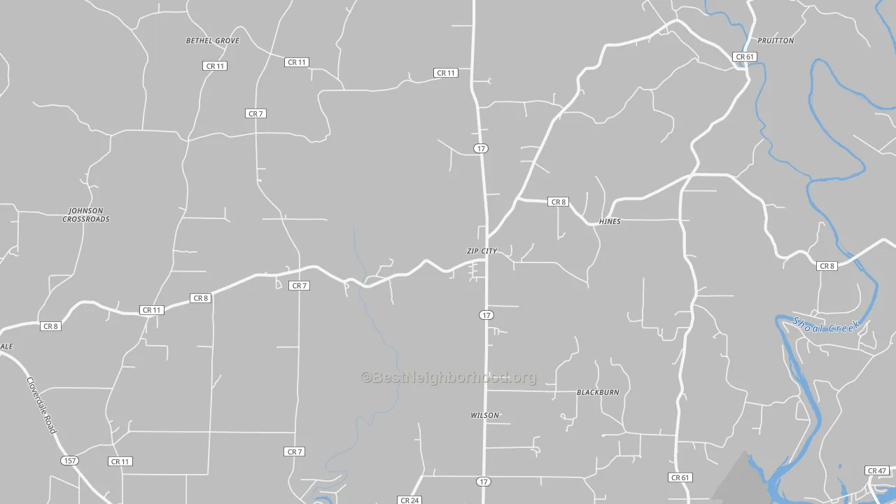 Transit Grade map of Zip City, AL