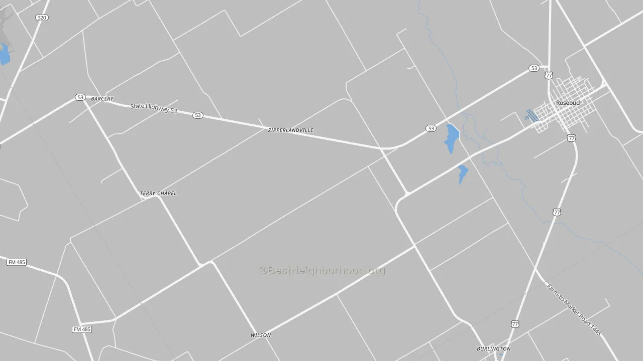 Transit Grade map of Zipperlandville, TX