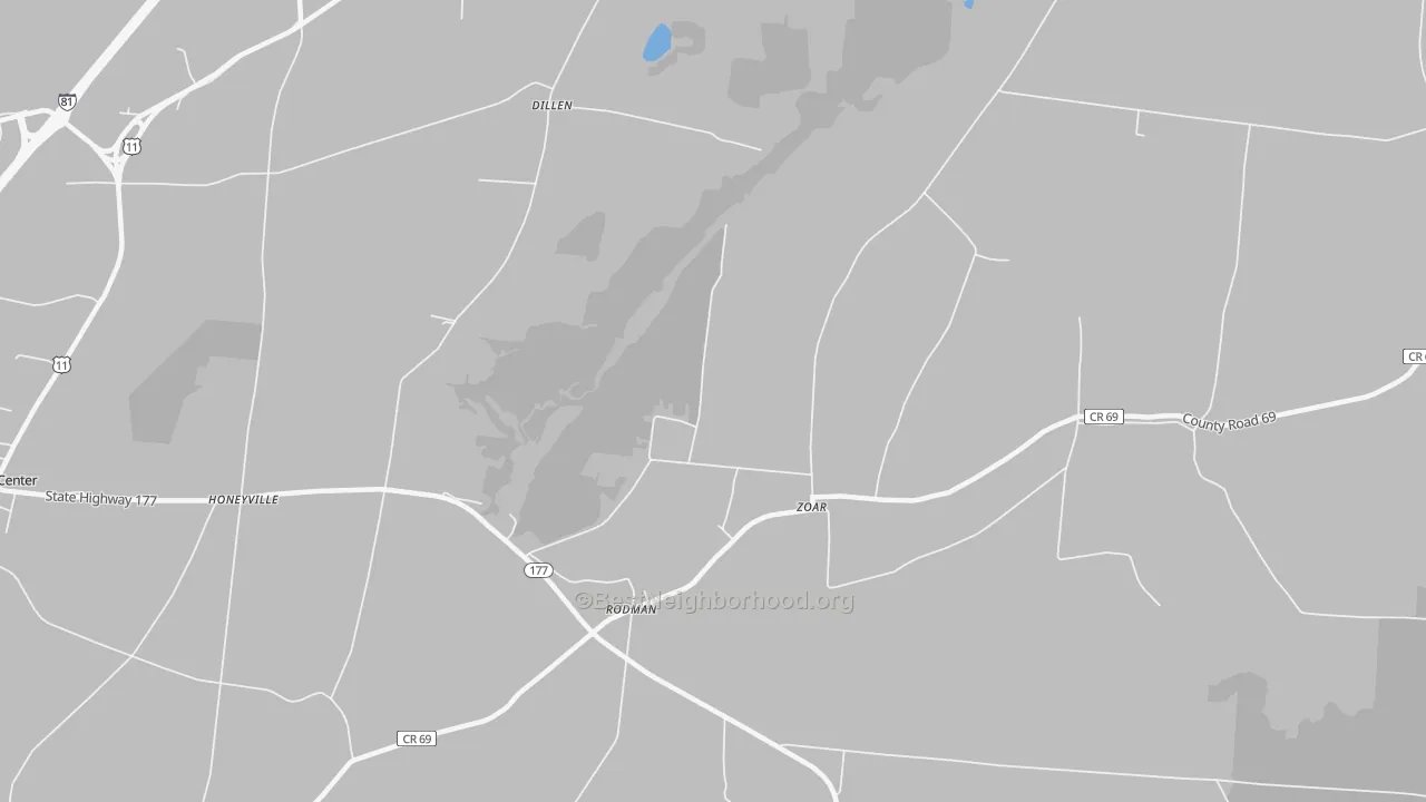 Transit Grade map of Zoar, NY