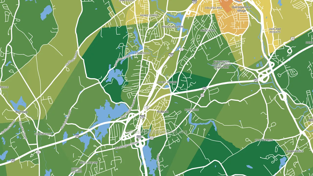 01501, MA block-group voter-turnout map