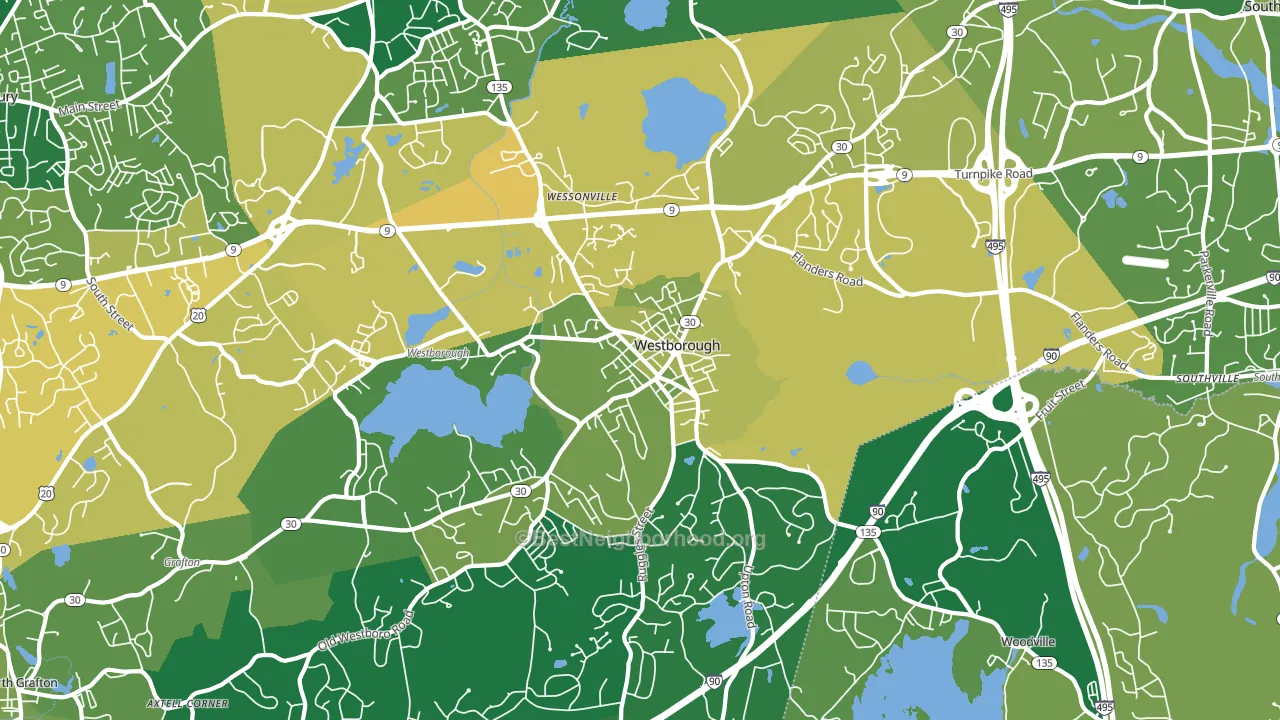 01581, MA block-group voter-turnout map