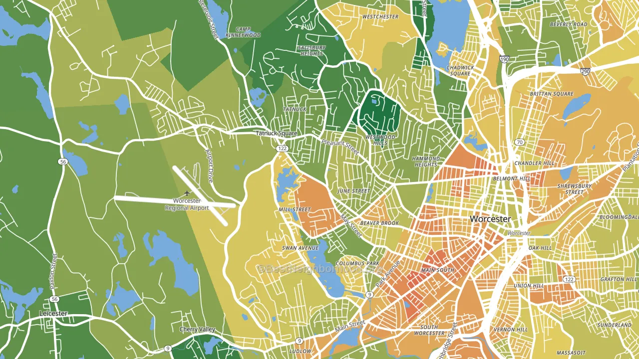 01602, MA block-group voter-turnout map
