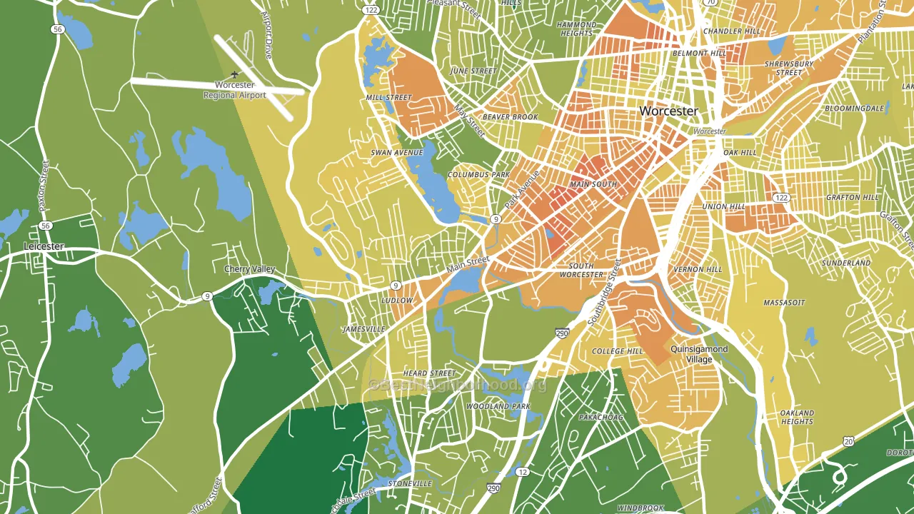 01603, MA block-group voter-turnout map