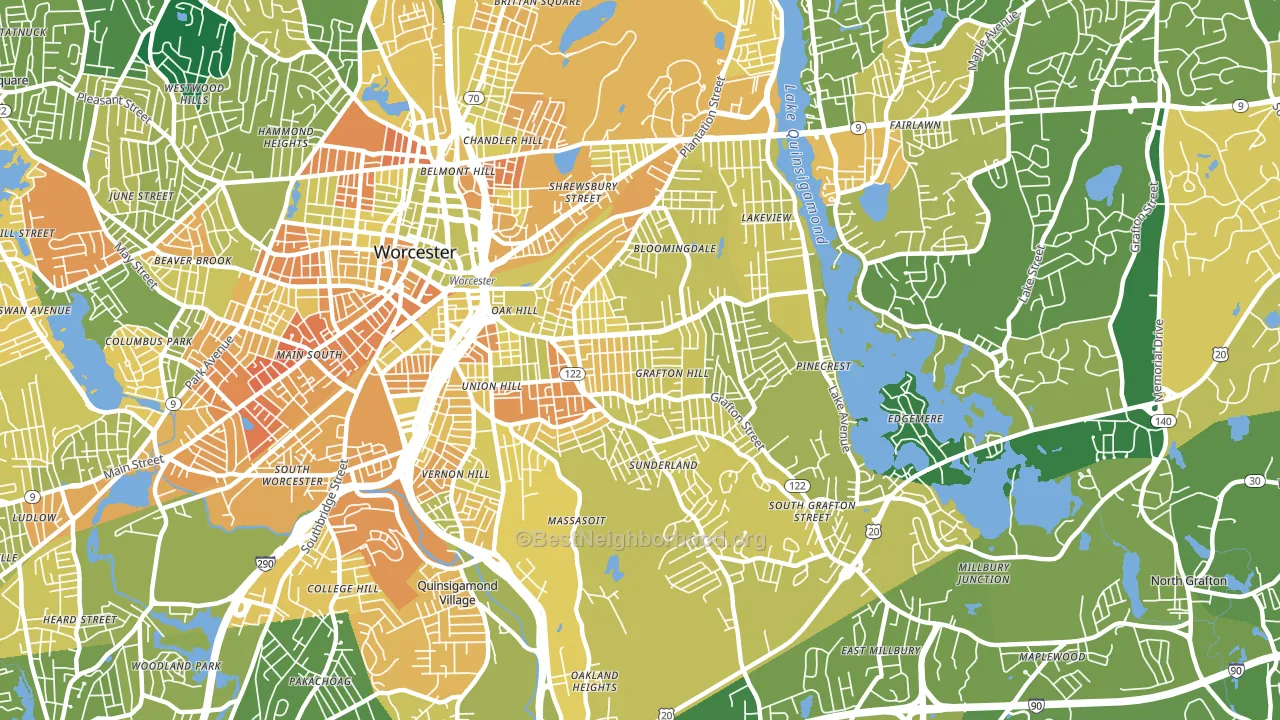 01604, MA block-group voter-turnout map