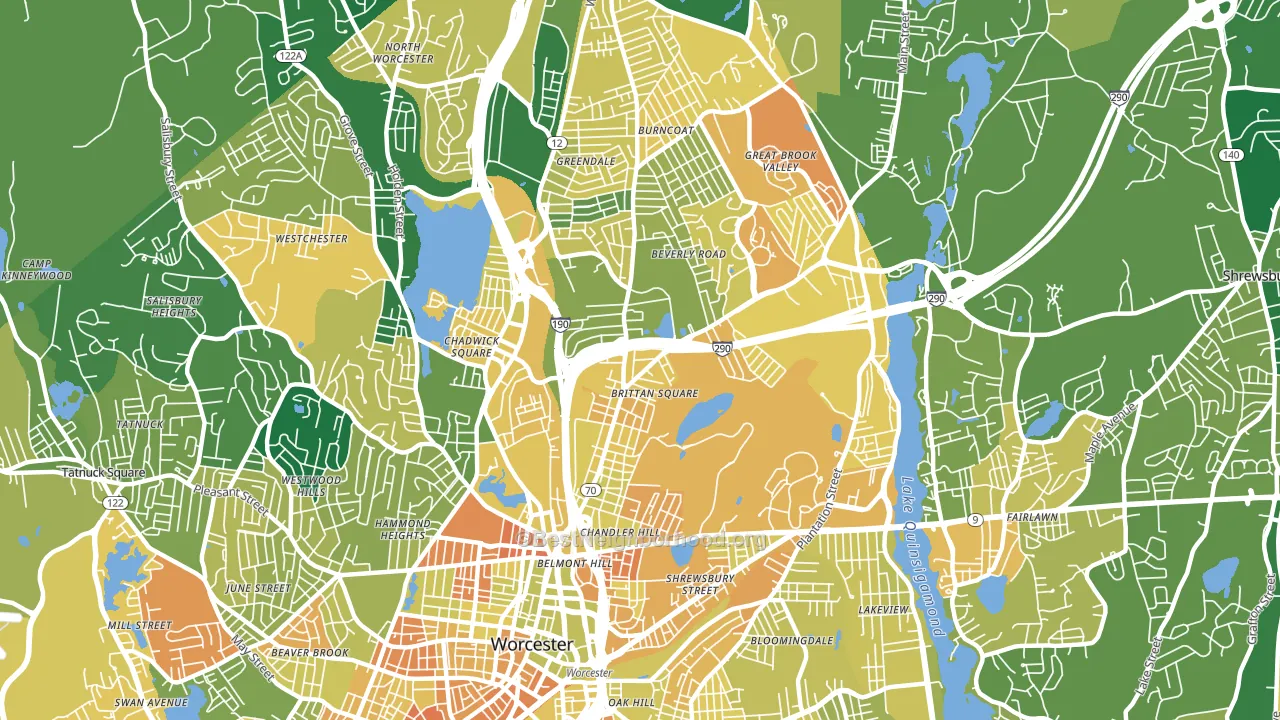 01605, MA block-group voter-turnout map