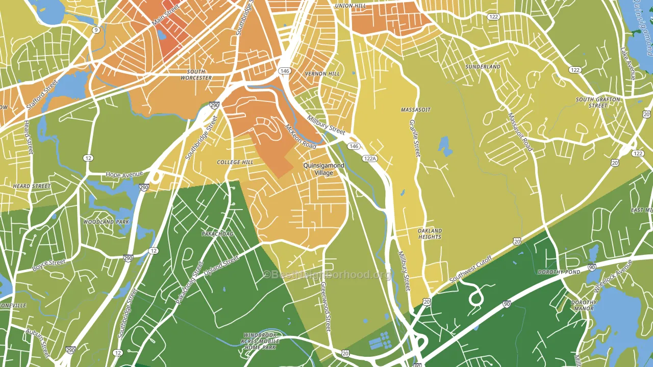 01607, MA block-group voter-turnout map