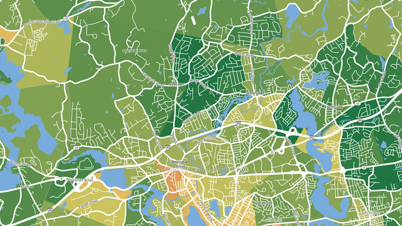 01701, MA block-group voter-turnout map