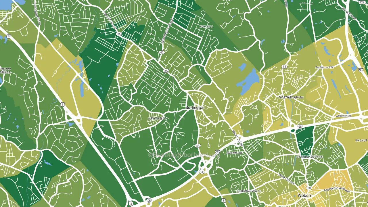 01803, MA block-group voter-turnout map