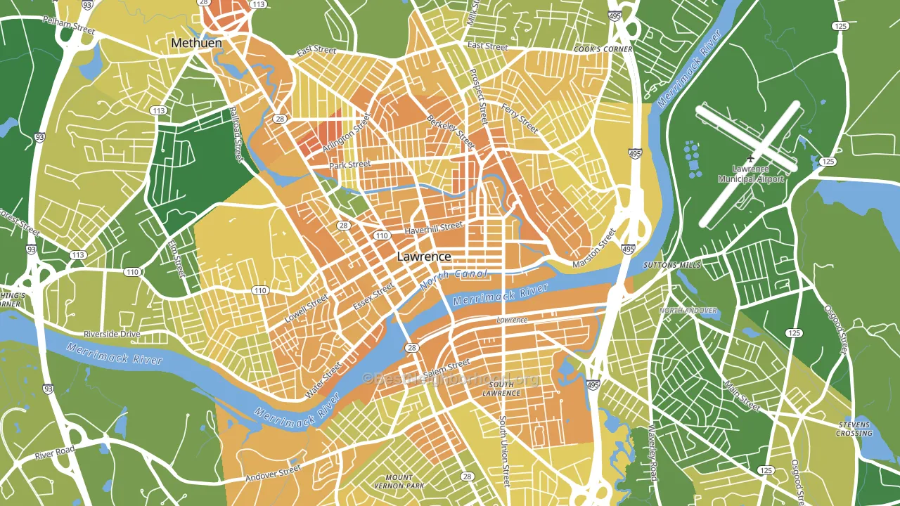 01840, MA block-group voter-turnout map