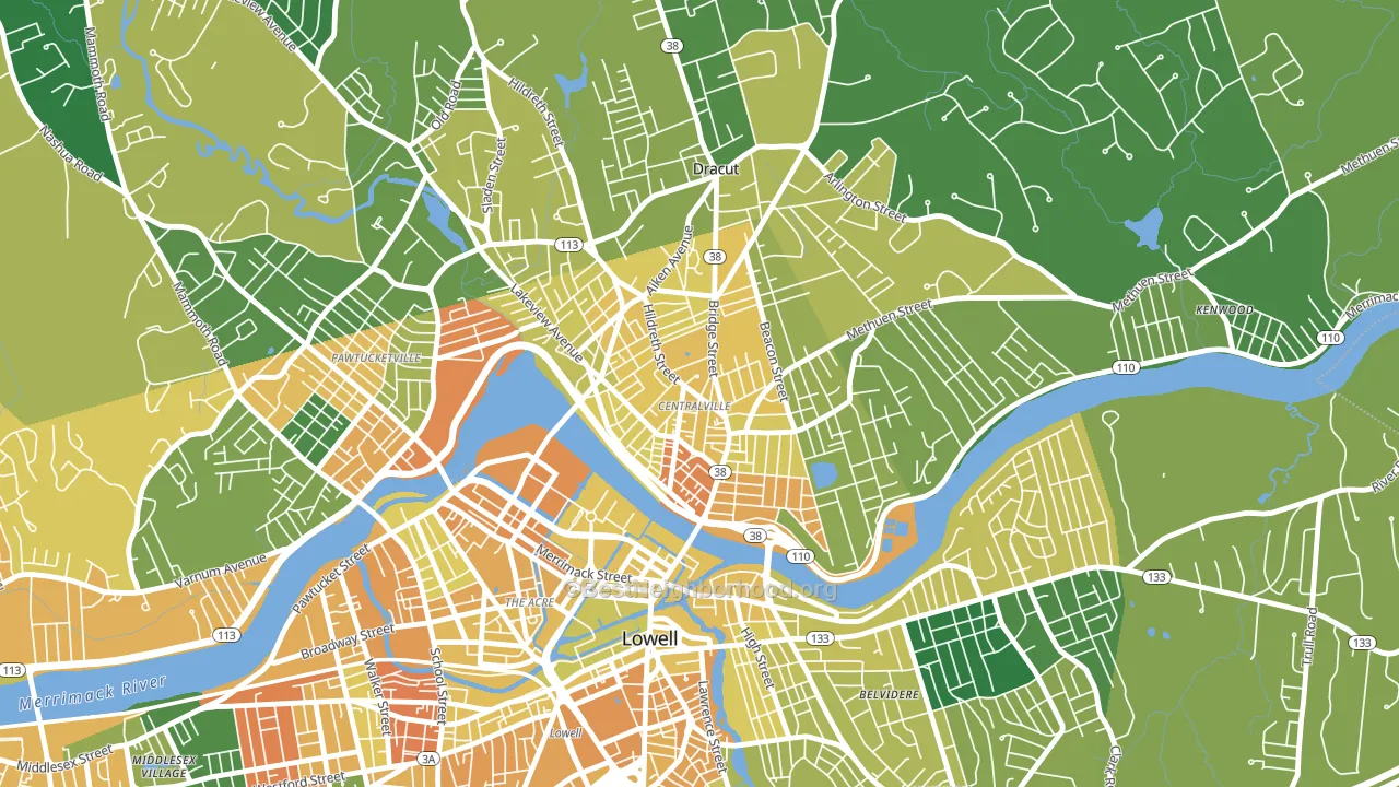 01850, MA block-group voter-turnout map
