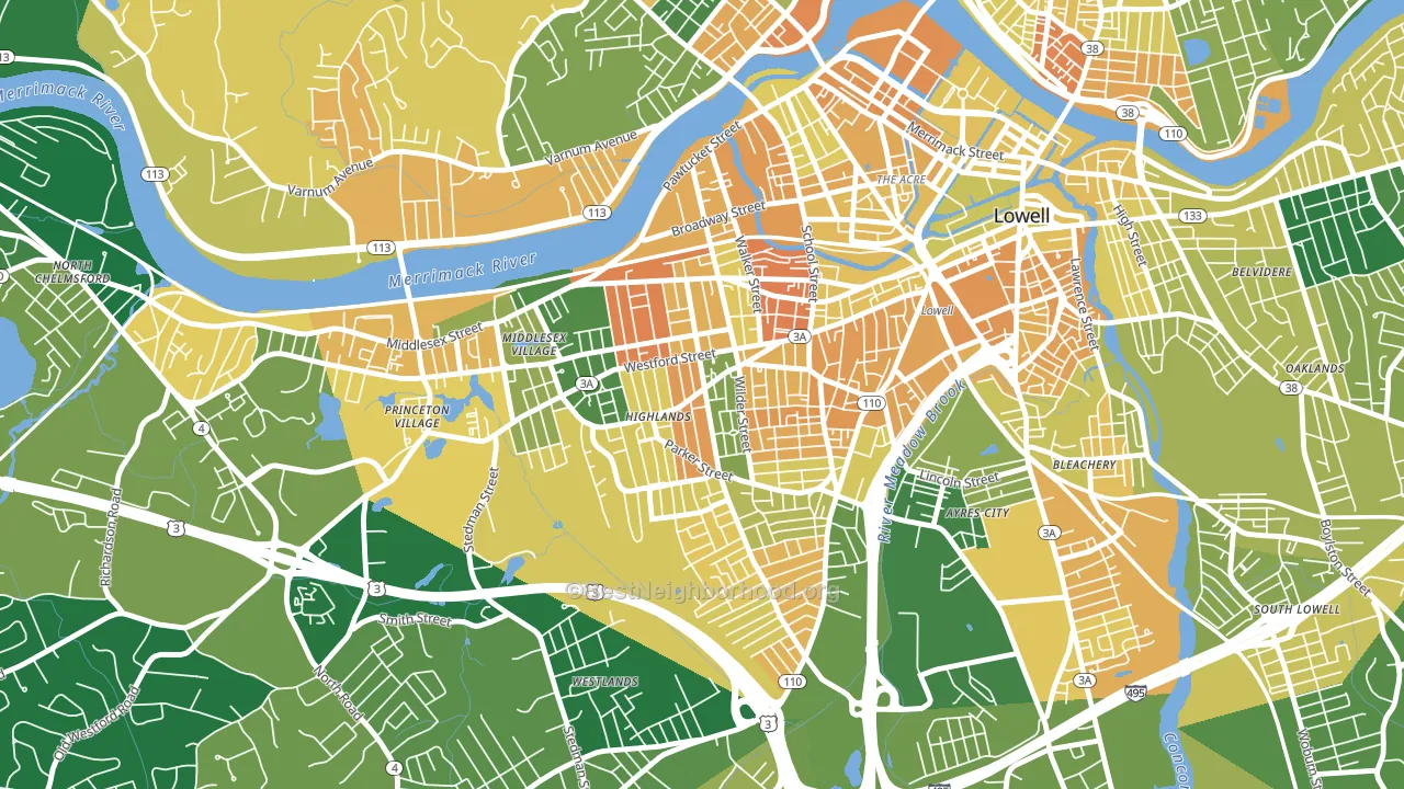 01851, MA block-group voter-turnout map