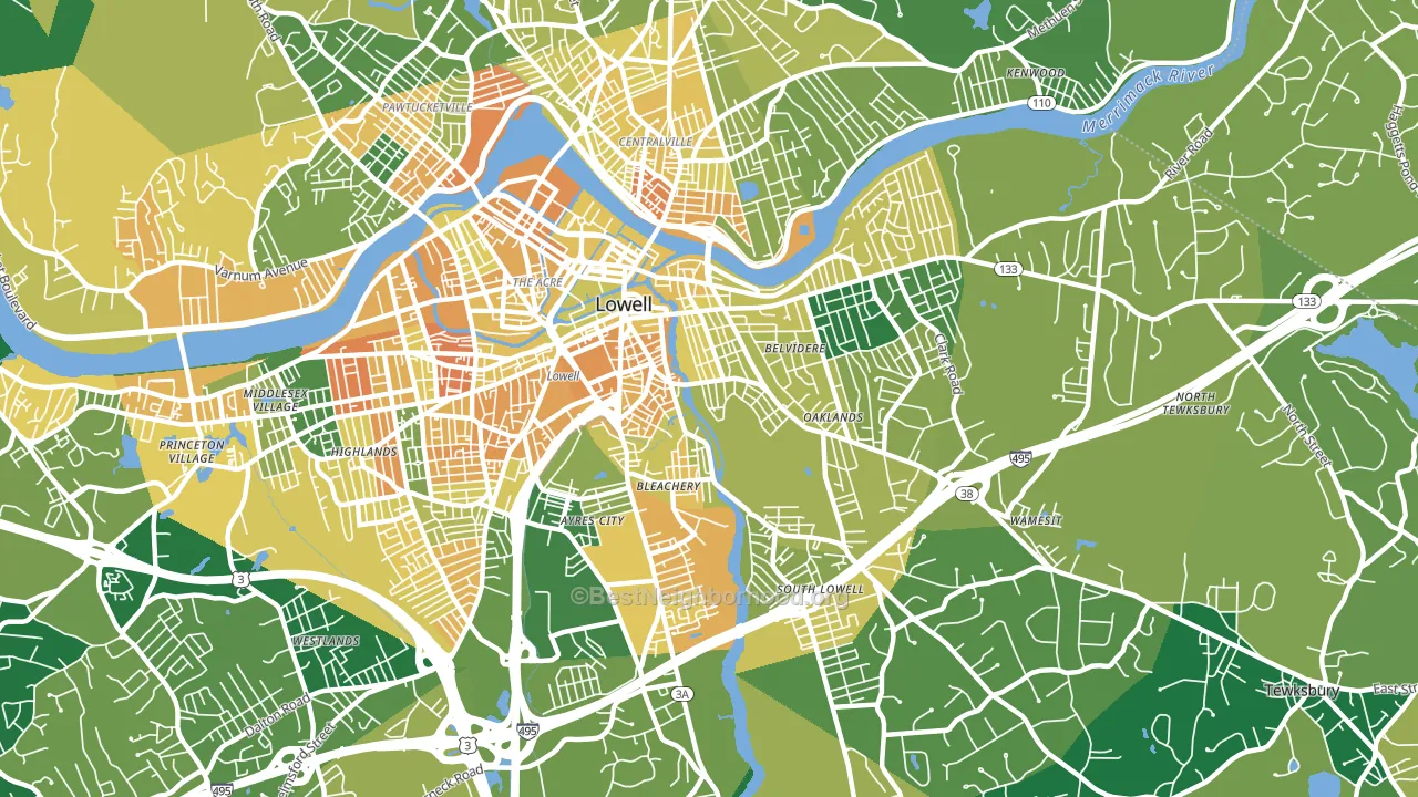 01852, MA block-group voter-turnout map