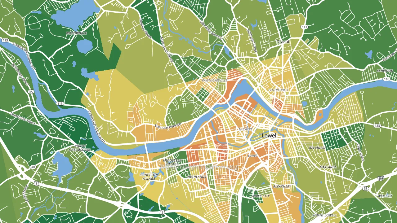 01854, MA block-group voter-turnout map