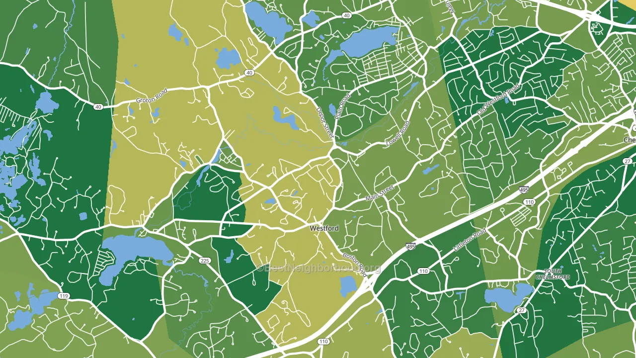 01886, MA block-group voter-turnout map