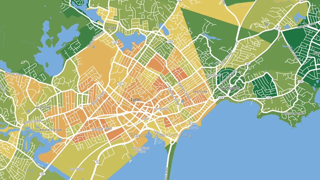 01902, MA block-group voter-turnout map