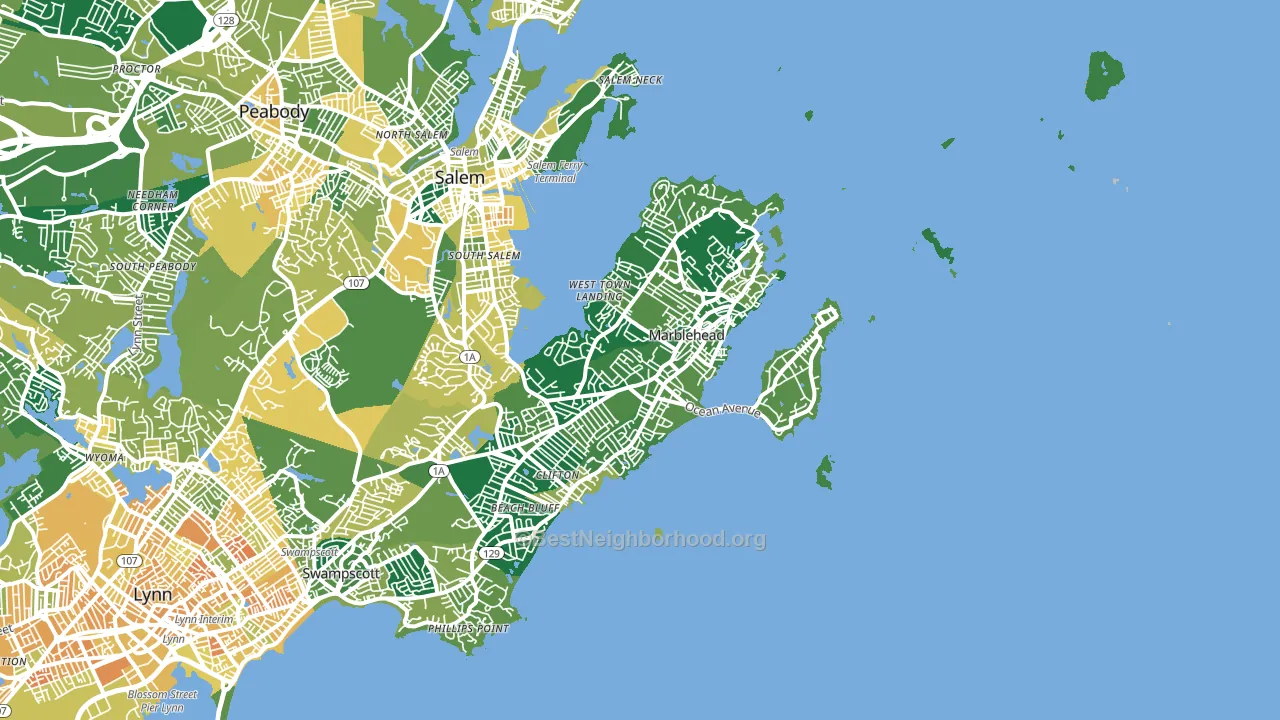 01945, MA block-group voter-turnout map