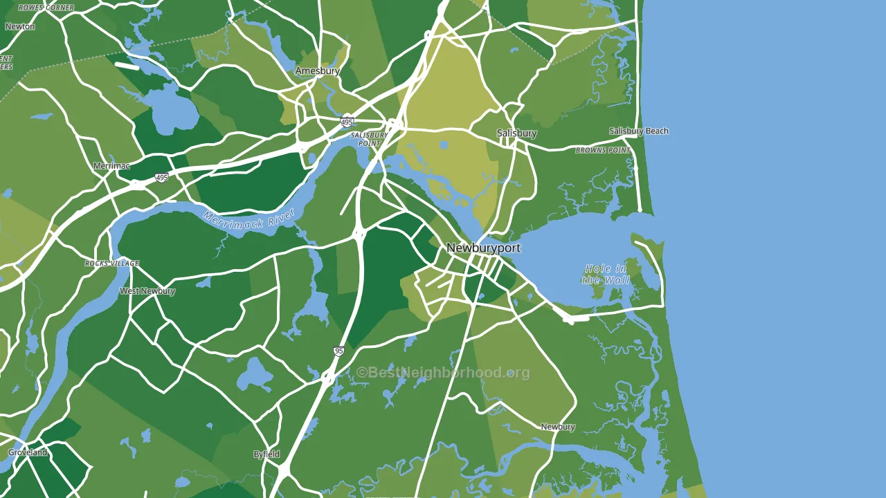 01950, MA block-group voter-turnout map