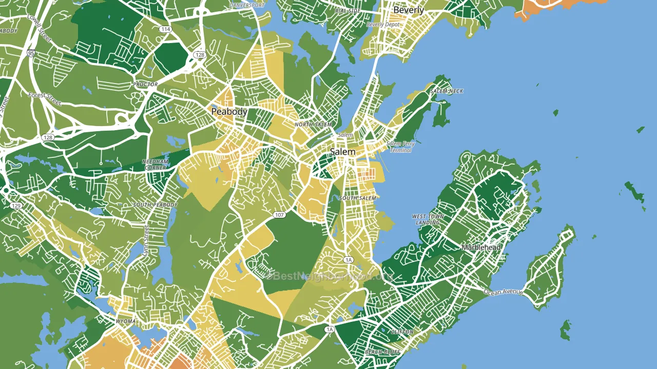 01970, MA block-group voter-turnout map