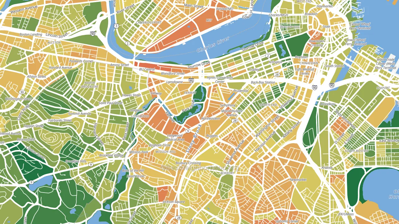 02115, MA block-group voter-turnout map