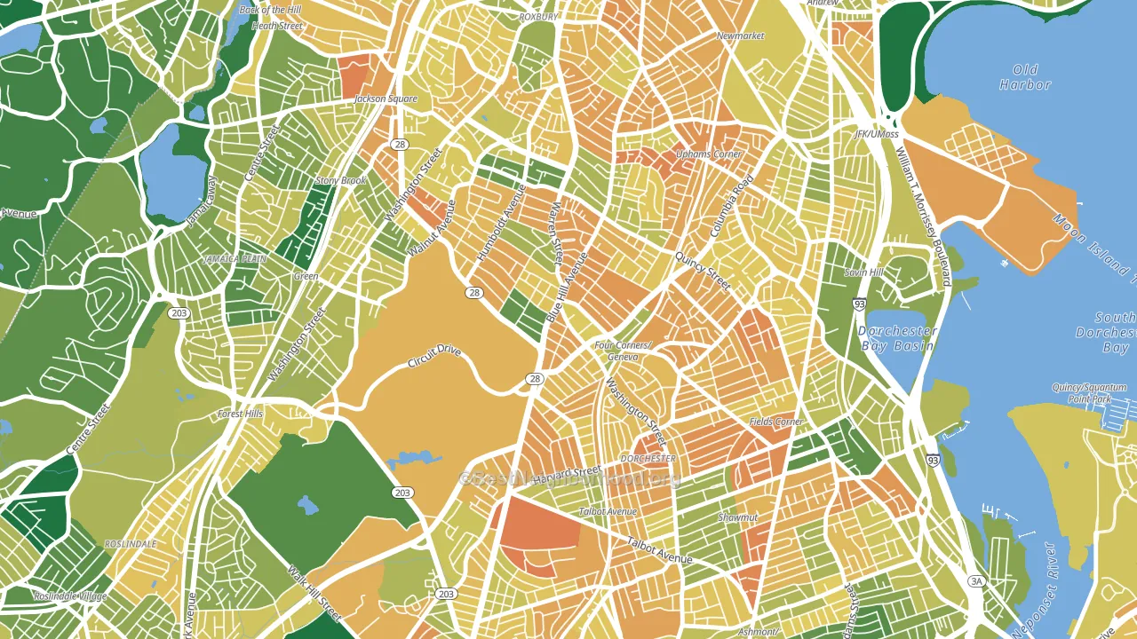 02121, MA block-group voter-turnout map