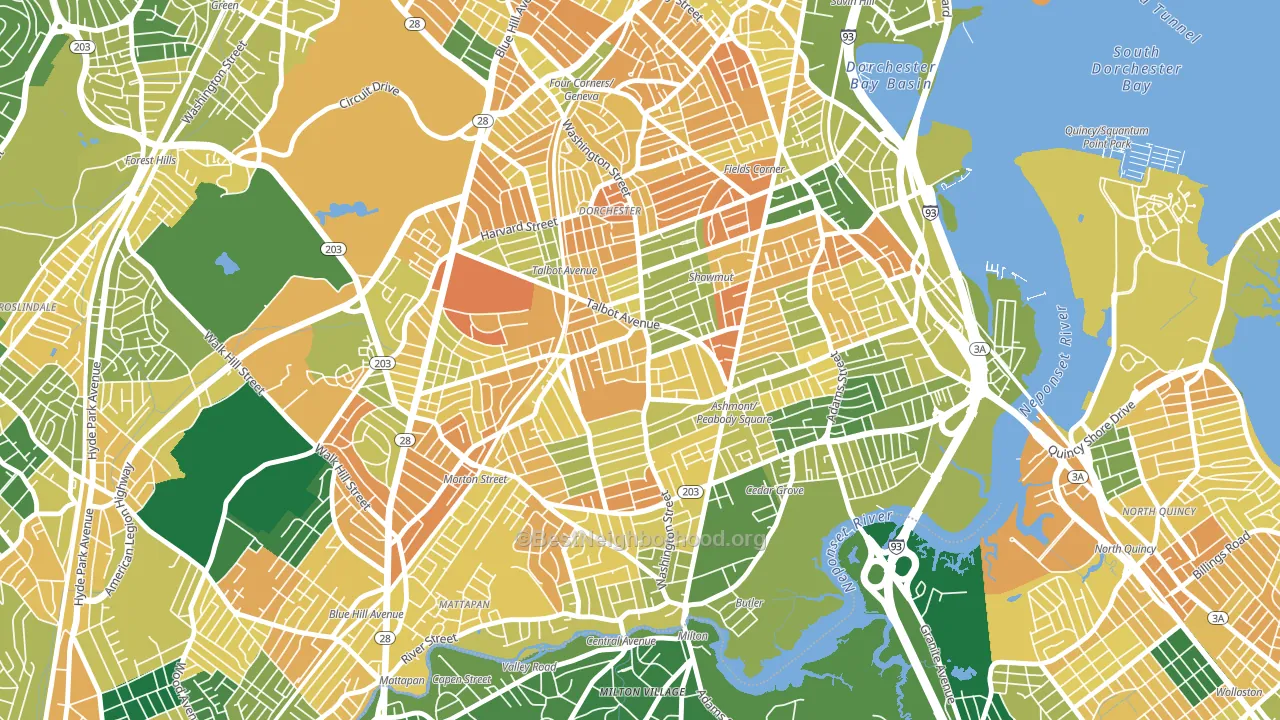 02124, MA block-group voter-turnout map
