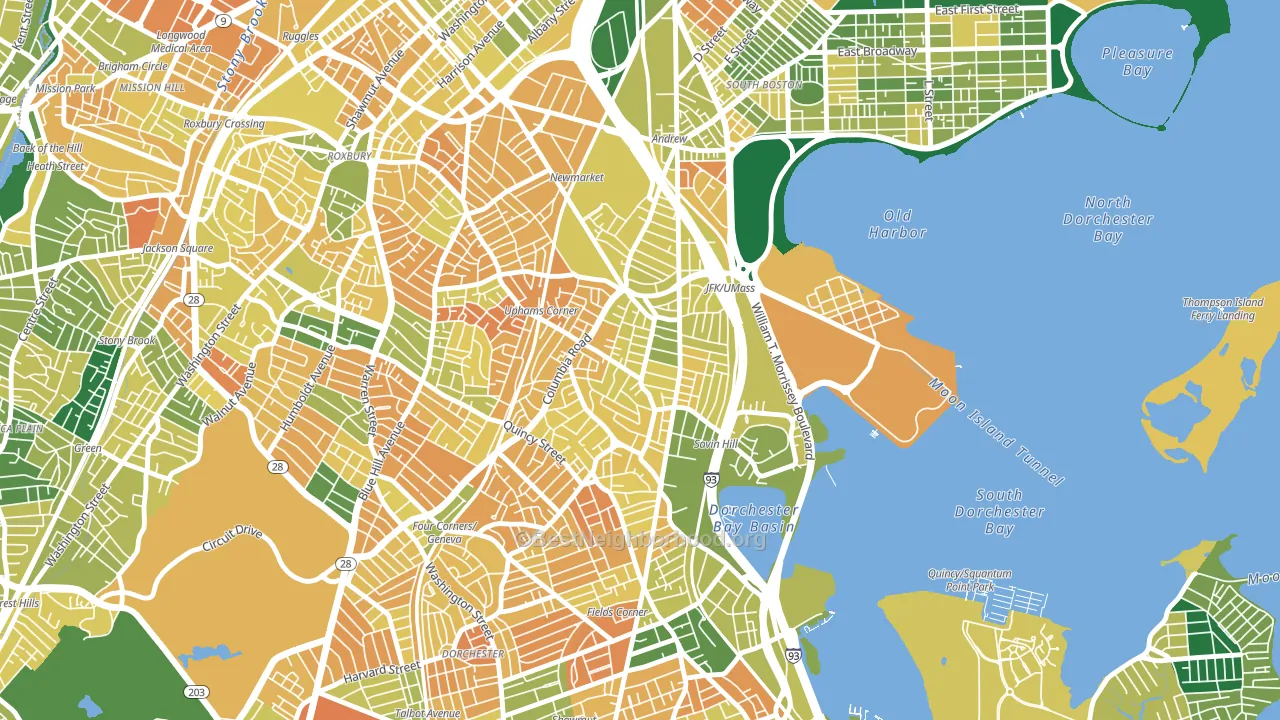02125, MA block-group voter-turnout map